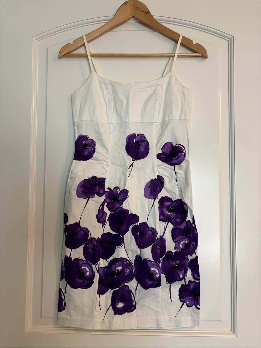 Y2K Alyn Paige White Mini Dress with Purple Floral Print Size 3/4